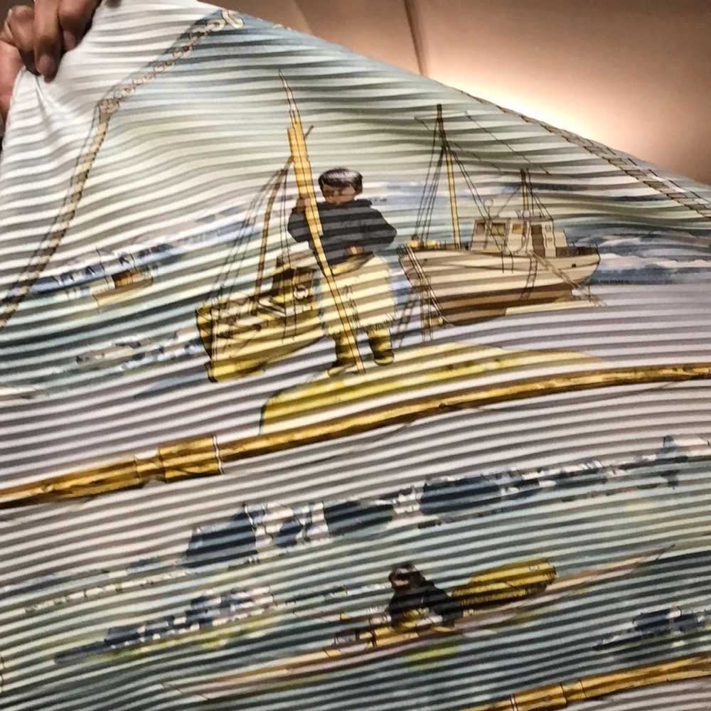 Hermes Multicolor Pleated Plisse Silk Scarf 90 - Picture 7 of 8